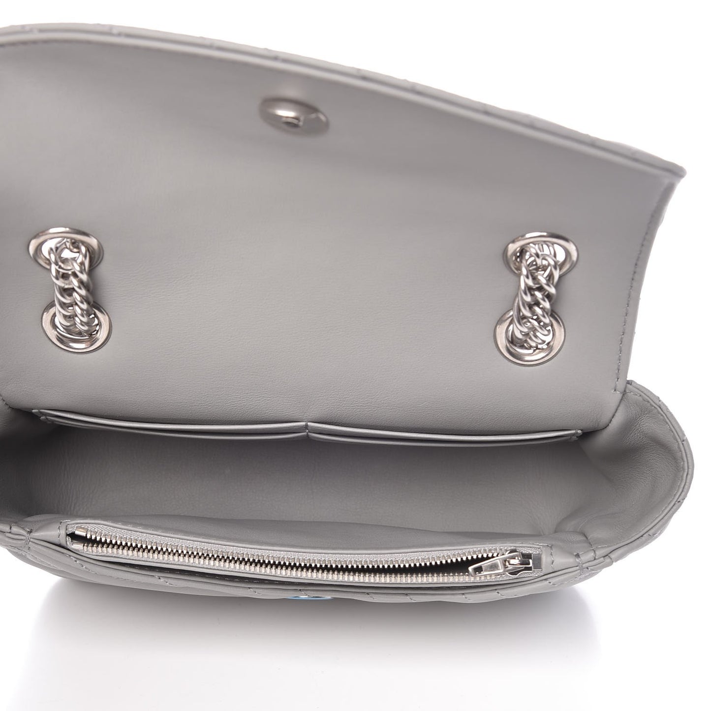 Calfskin Logo Matelasse S BB Round Shoulder Bag Gris Haussmannien