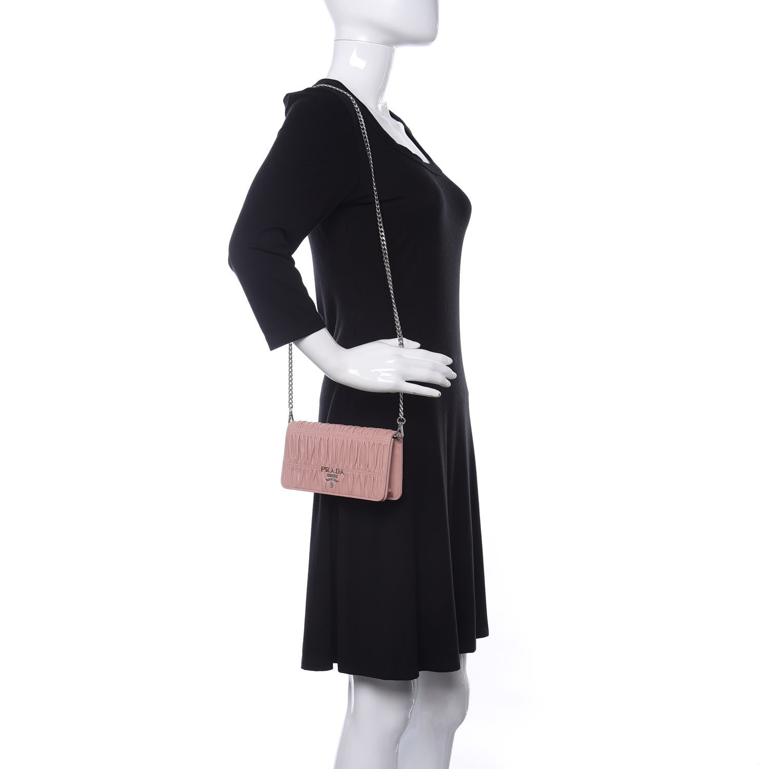 Prada Nappa Gaufre Wallet On Chain Orchidea 2 of 10