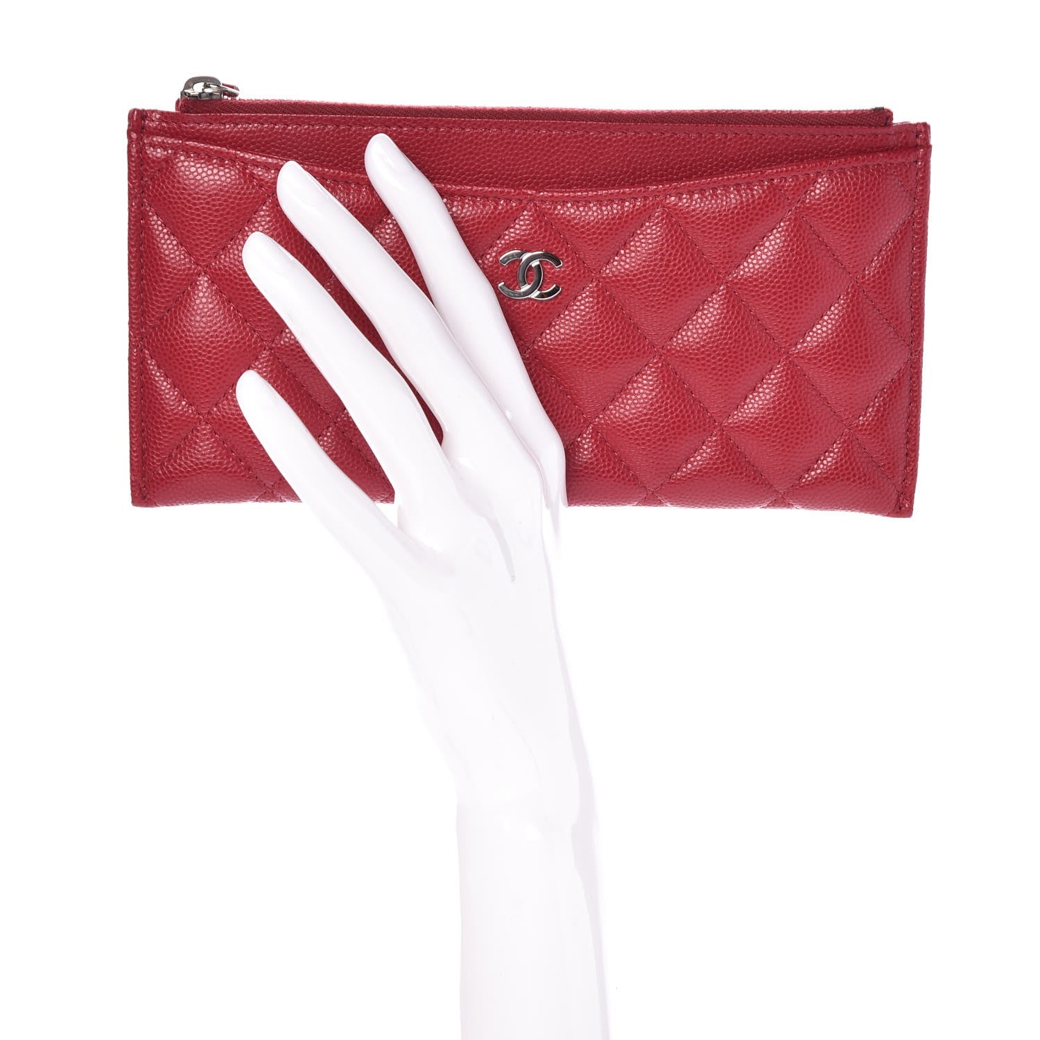 Chanel Iridescent Caviar Quilted Classic Zip Pouch Pink 2 of 8