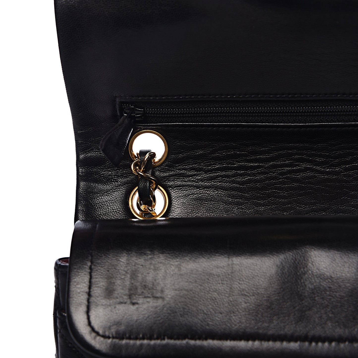 Lambskin Quilted Small Double Flap Black