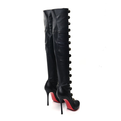 Christian Louboutin Calfskin Top Croche 120 Over The Knee Corset Boots 38 Black 4 of 6