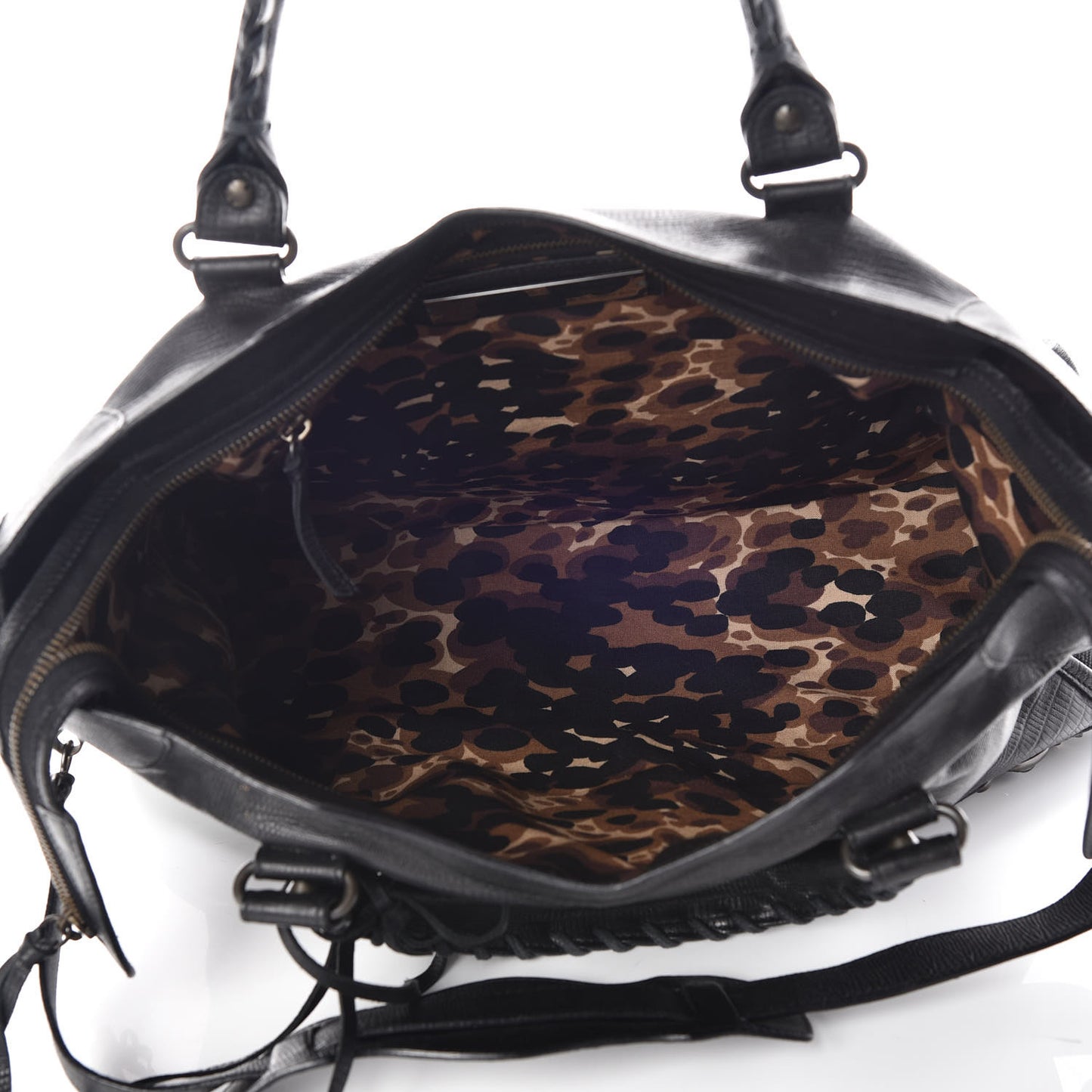 Agneau Lizard Embossed Classic Hardware City Black