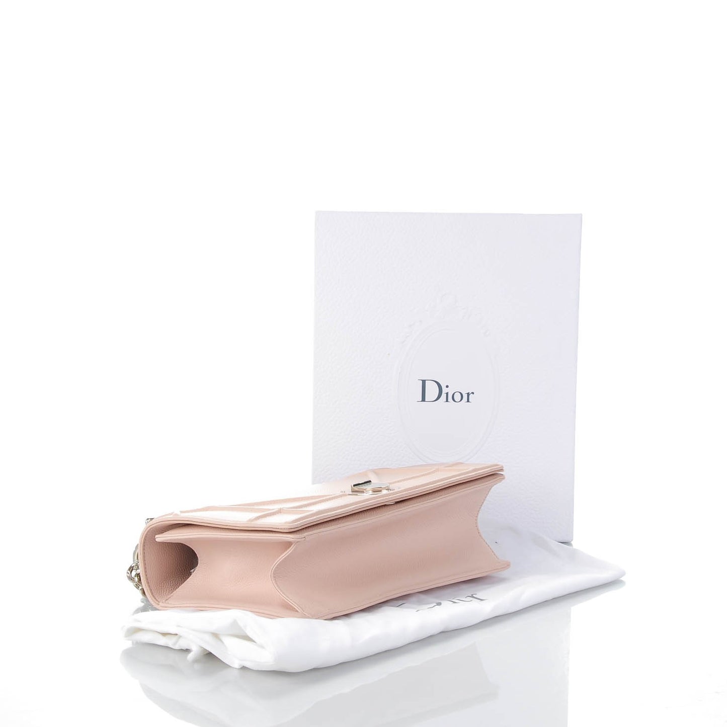 Grained Calfskin Medium Diorama Flap Bag Nude