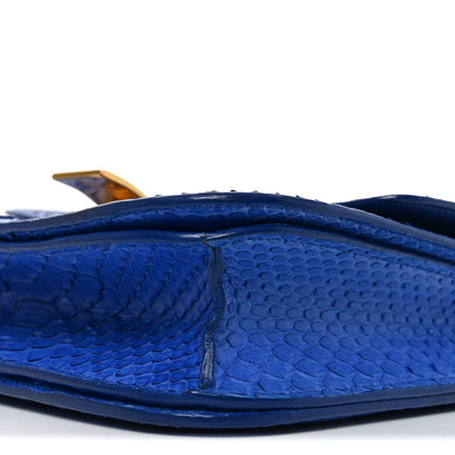 Celine Snakeskin Medium Classic Box Flap Blue 9 of 10