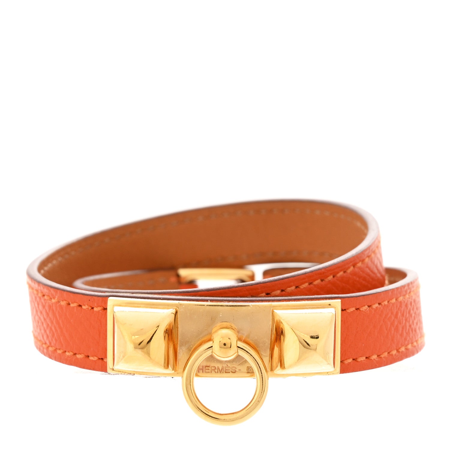 Hermes Epsom Rivale Double Tour Bracelet M Orange 1 of 7