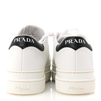 Prada Vitello Soft Womens Low Top Sneakers 37 White Black 6 of 9