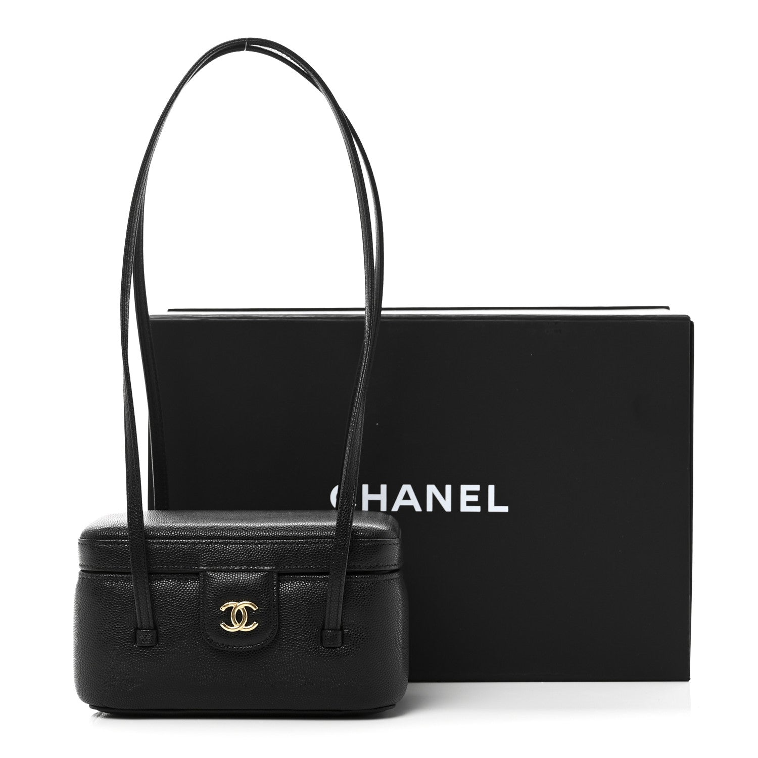 Chanel Shiny Caviar Preppy Coco Long Vanity With Strap Black 11 of 12