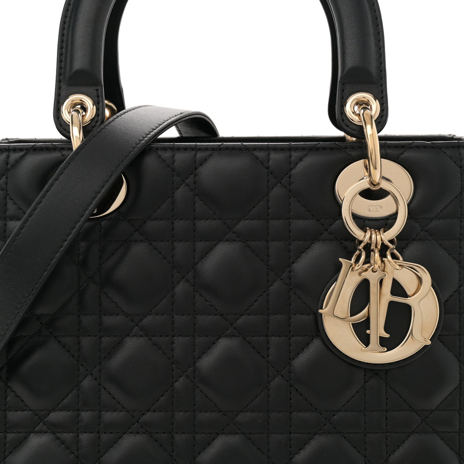 Christian Dior Lambskin Cannage Medium Lady Dior Black 8 of 11
