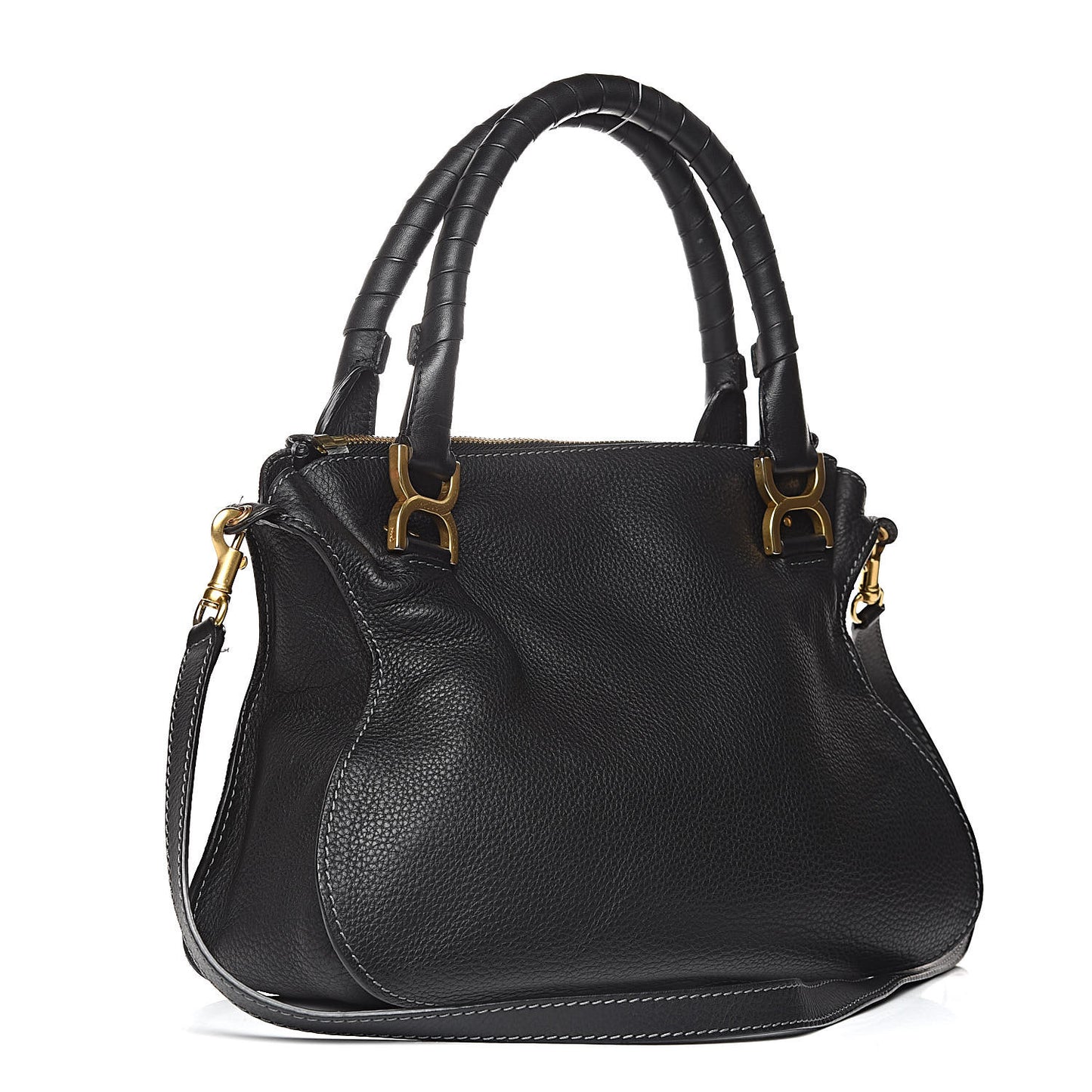 Calfskin Medium Marcie Satchel Black