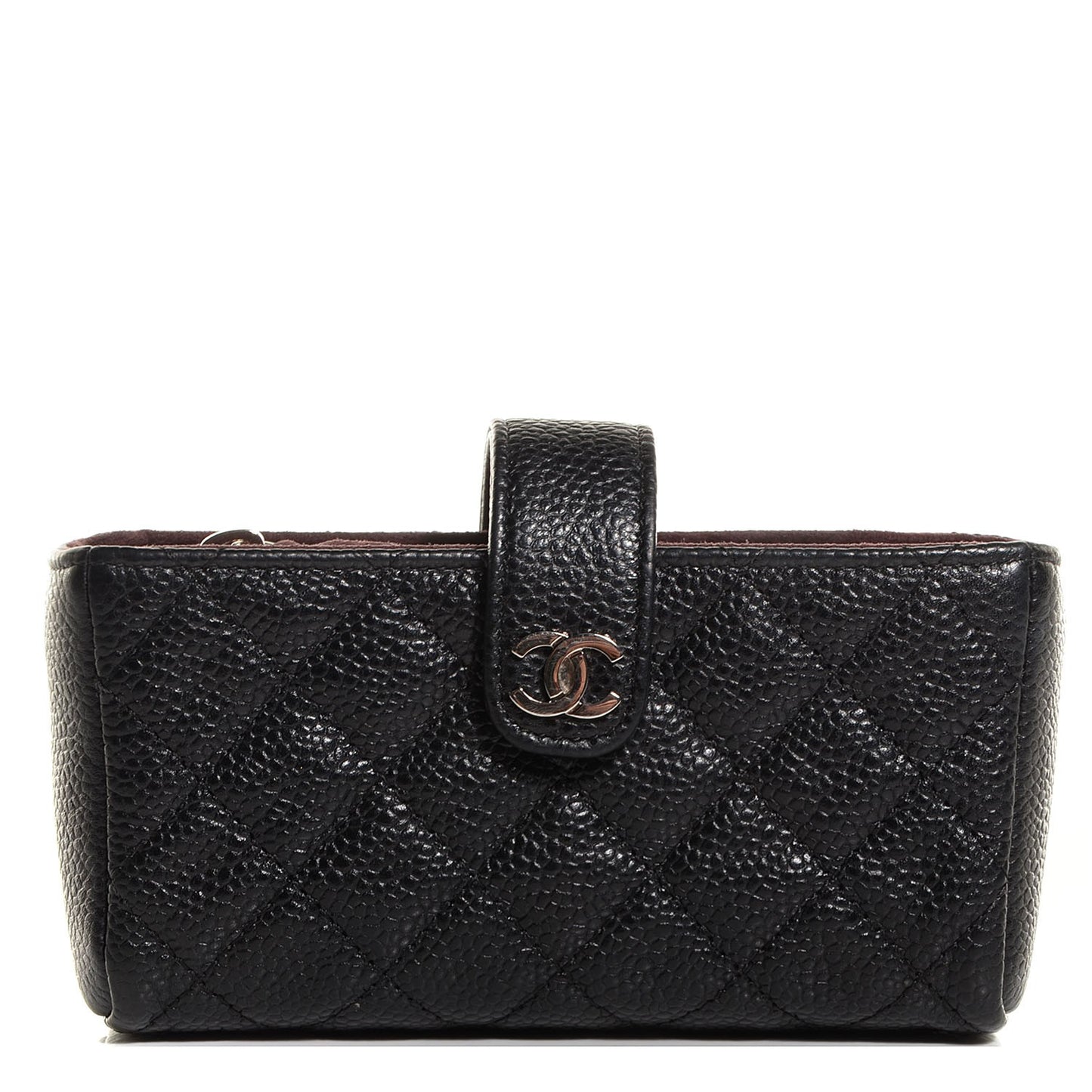 Caviar Quilted Mini Phone Holder Clutch Black
