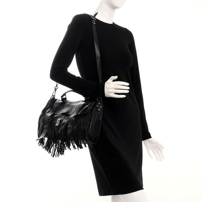 Proenza Schouler Lambskin Fringe Medium PS1 Satchel Black 2 of 9