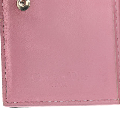 Christian Dior Lambskin Cannage Bi-Color Small Lady Dior Flap Card Holder Black Pink 6 of 9