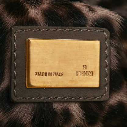 Fendi Goatskin Calf Hair Leopard Print Medium Peekaboo Iconic Satchel Taupe 6 of 13