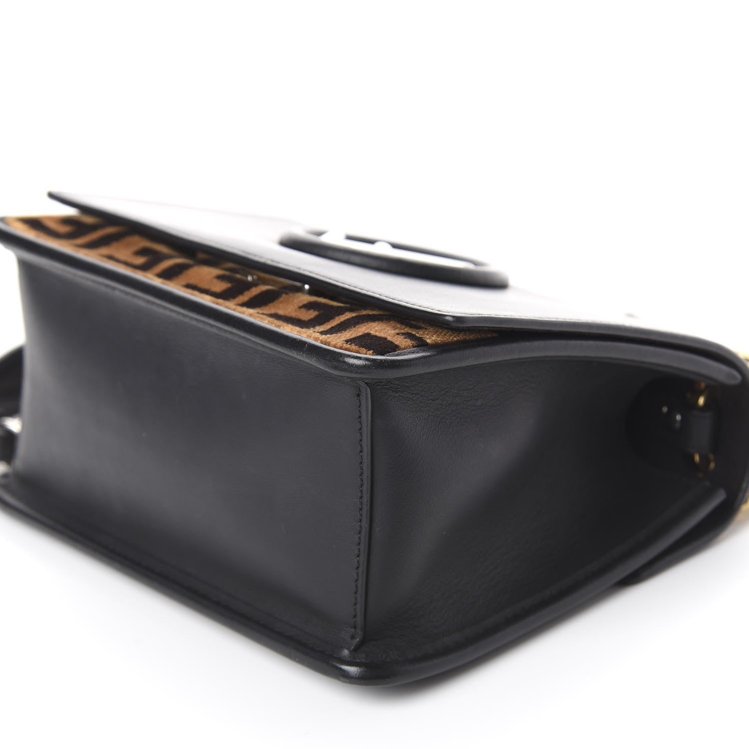 Fendi Vitello Century Velvet F is Fendi FF Small Kan I Shoulder Bag Black Tobacco 6 of 15