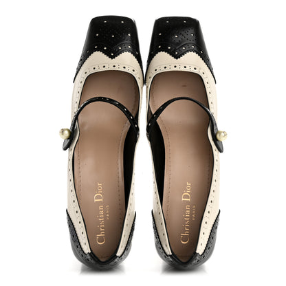 Christian Dior Calfskin Spectadior Square Mary Jane Pumps 39.5 Black White 2 of 9
