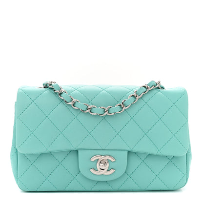 Chanel Lambskin Quilted Mini Rectangular Flap Light Blue 1 of 13