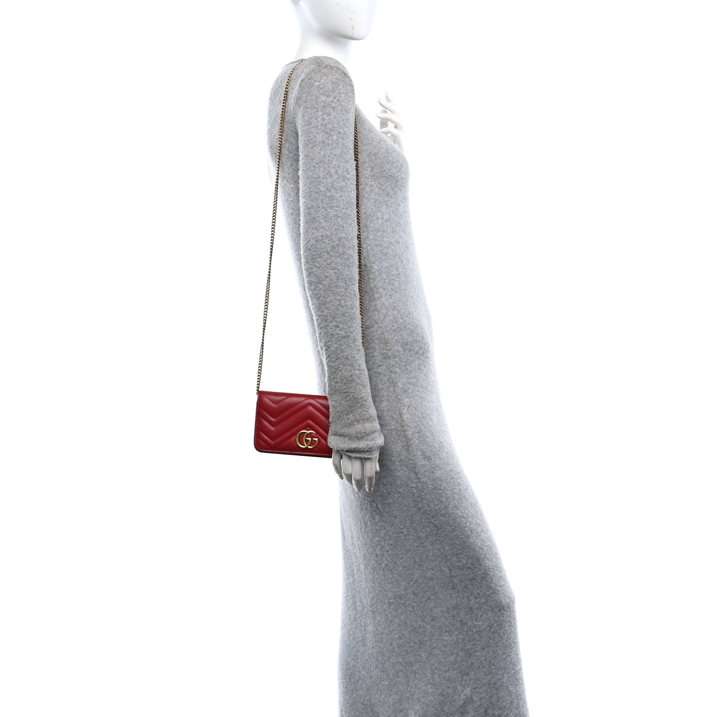 Calfskin Matelasse GG Marmont Mini Bag Hibiscus Red