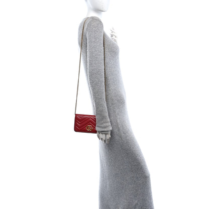 Gucci Calfskin Matelasse GG Marmont Mini Bag Hibiscus Red 2 of 11