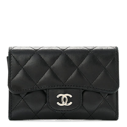 Chanel Lambskin Quilted Flap Card Holder Wallet Black 1 of 8