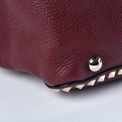 Valentino Garavani Pebbled Calfskin Medium Rockstud Tote Cremisi 10 of 12