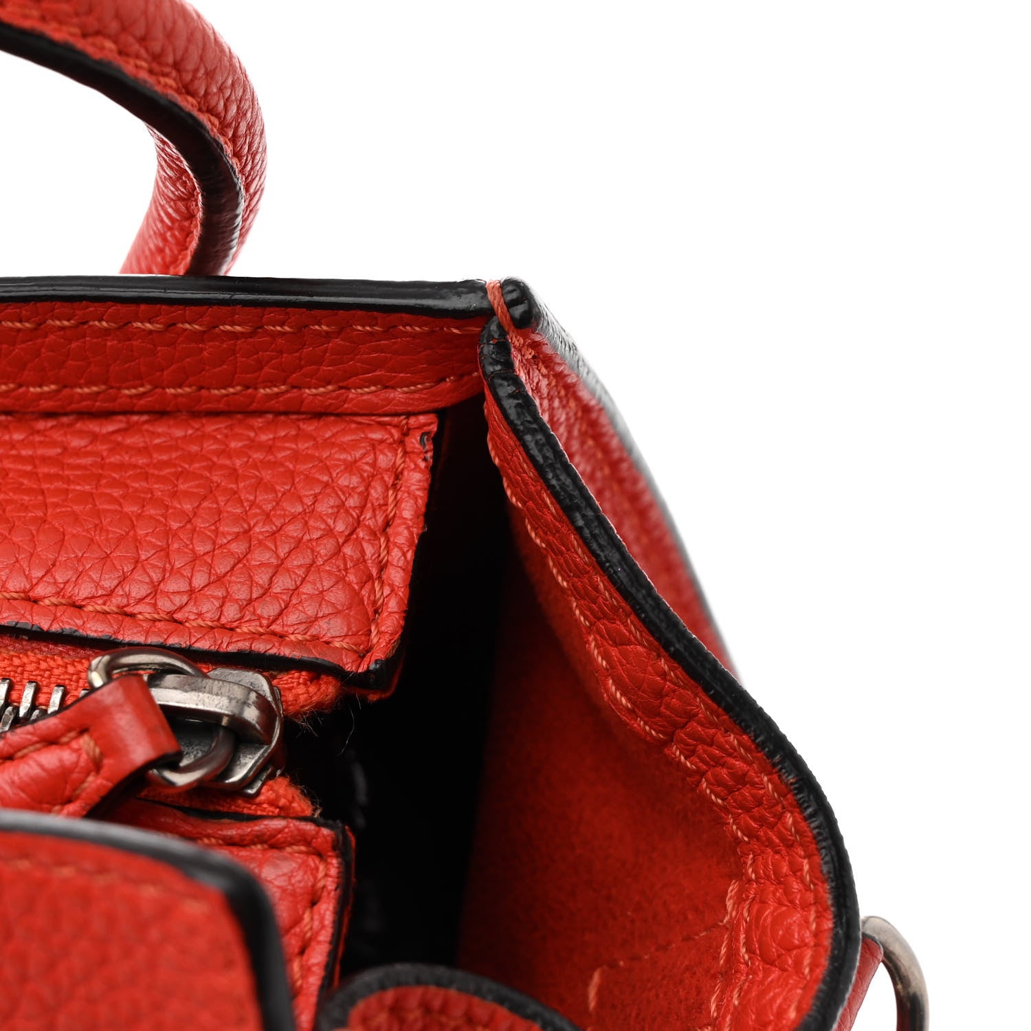 Celine Drummed Calfskin Nano Luggage Red 13 of 17