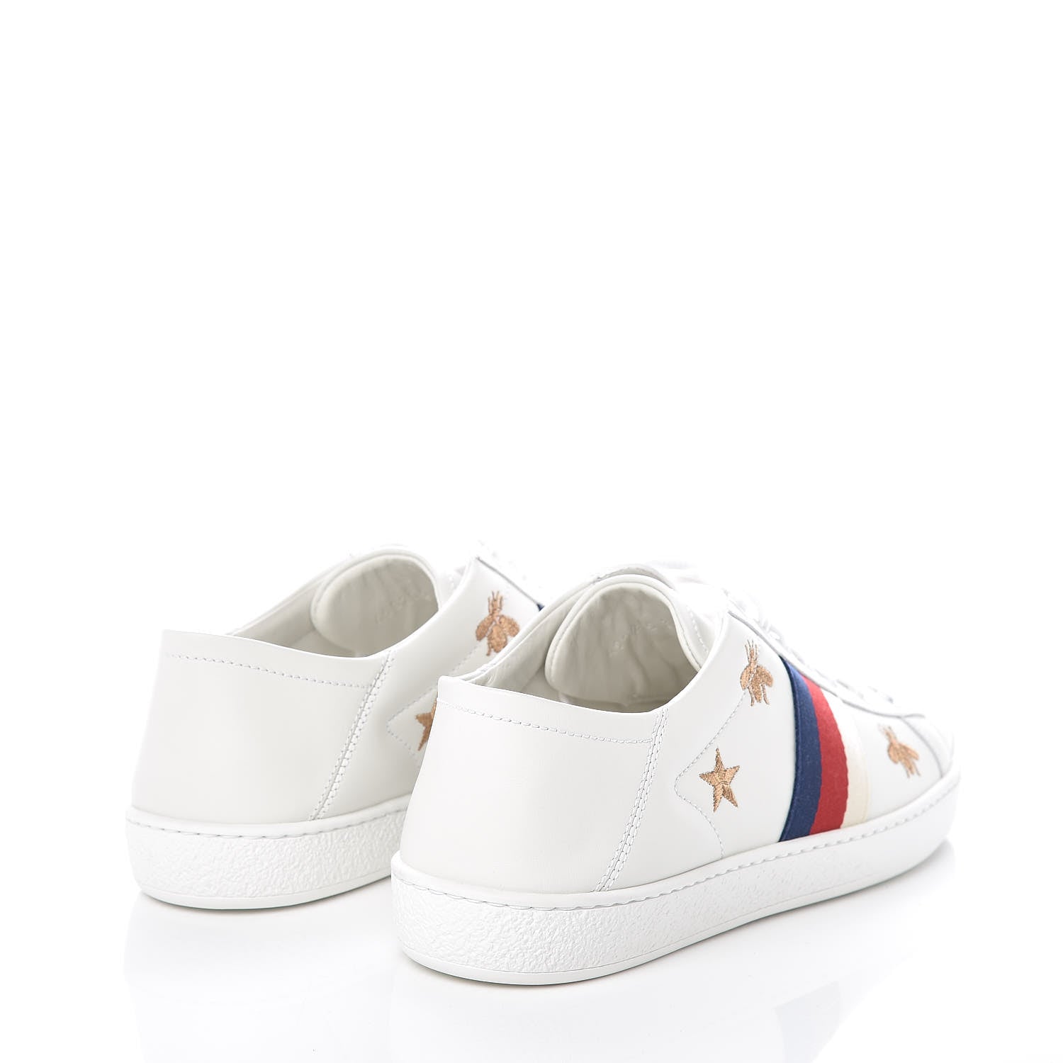 Gucci Calfskin Bee Star Embroidered Sylvie Web Ace Sneakers 38.5 White 4 of 9