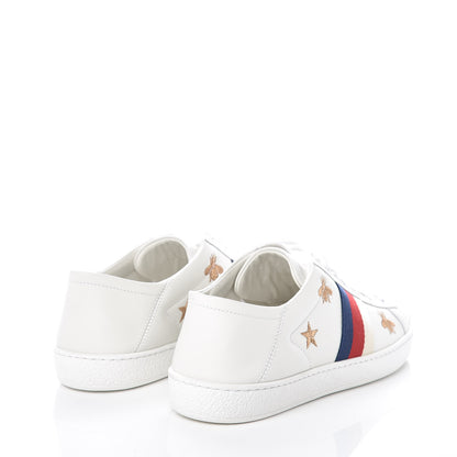 Gucci Calfskin Bee Star Embroidered Sylvie Web Ace Sneakers 38.5 White 4 of 9