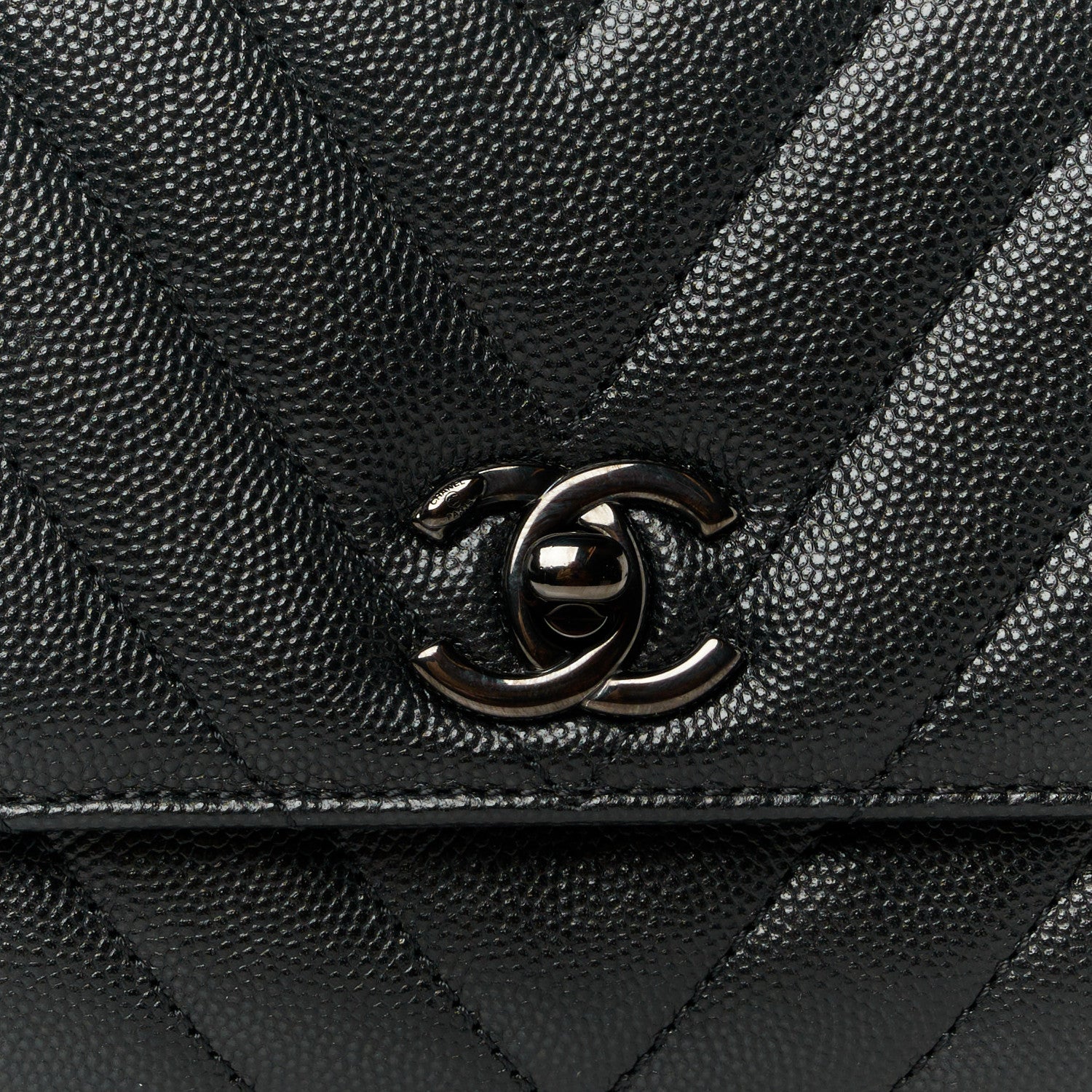 Chanel Caviar Chevron Quilted Extra Mini Coco Handle Flap So Black 9 of 12