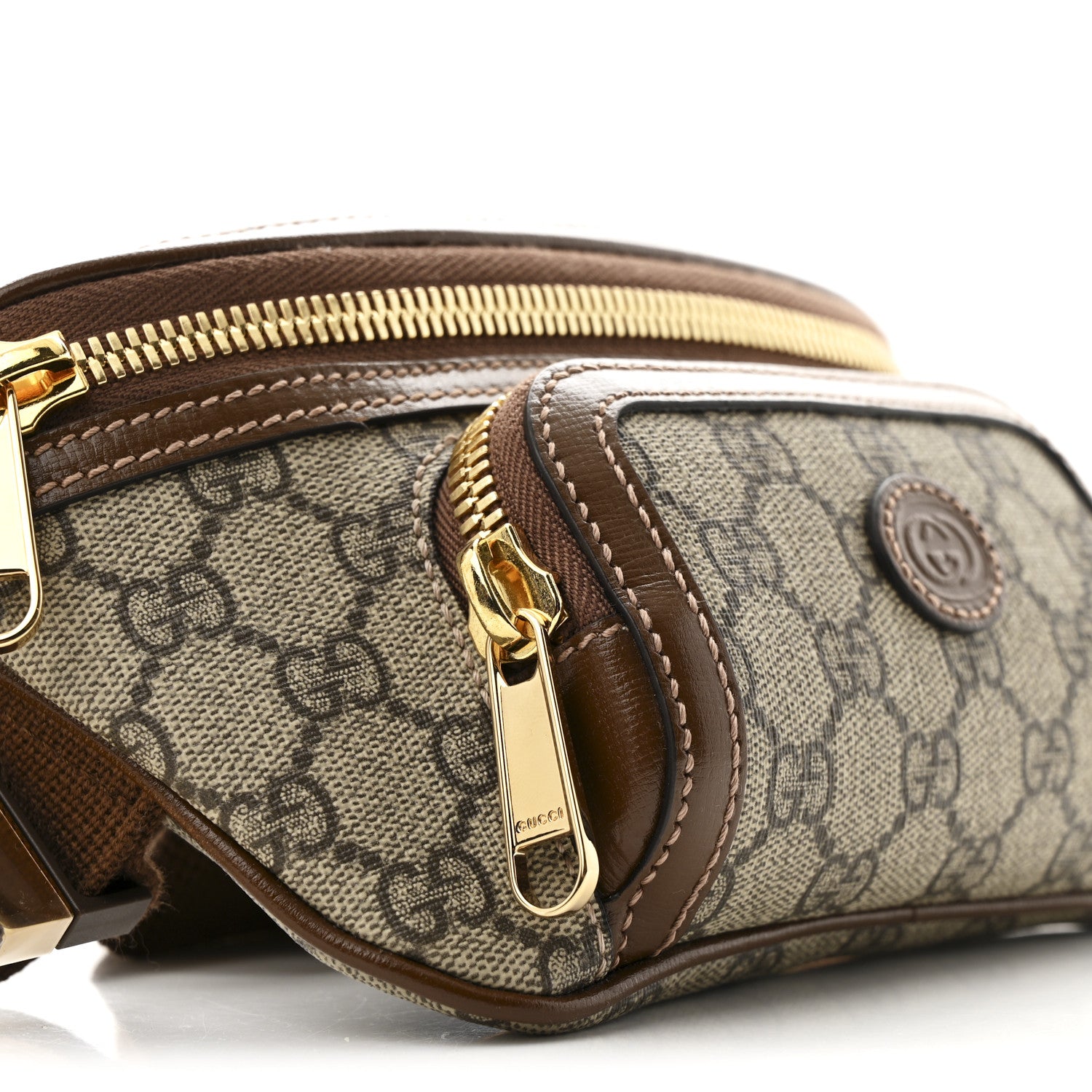 Gucci GG Supreme Monogram Textured Calfskin Retro Interlocking G Belt Bag Beige Ebony Brown Sugar 8 of 9
