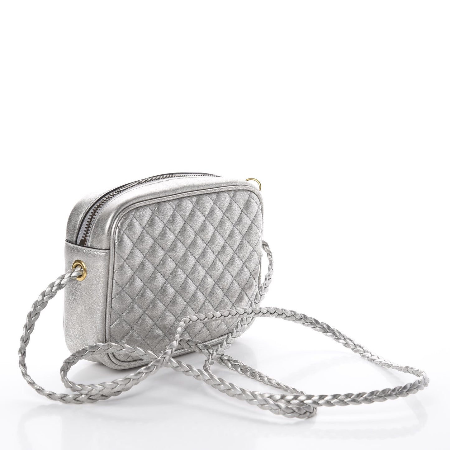 Laminated Nappa Web Trapuntata Mini GG Shoulder Bag Argento