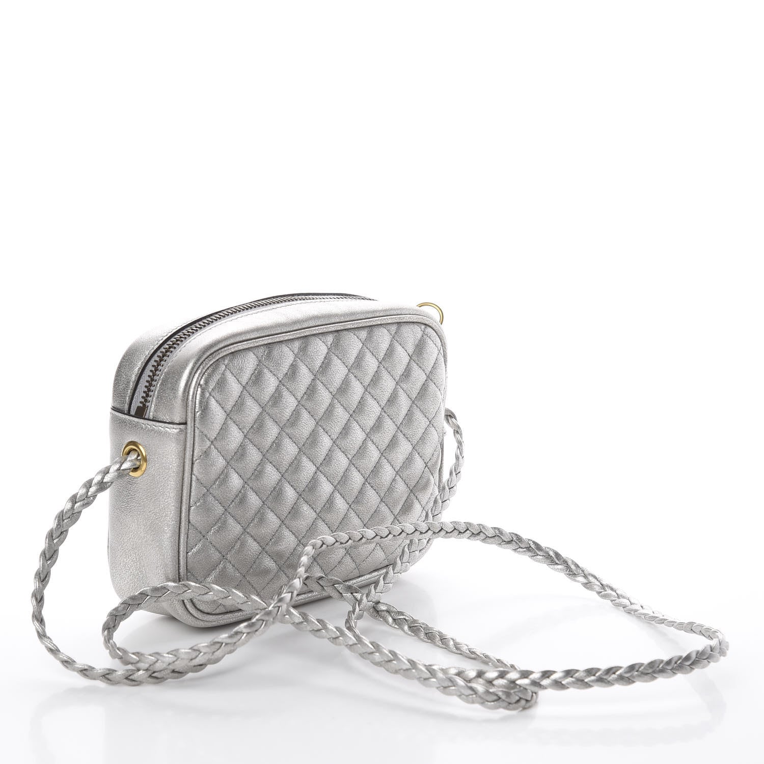 Gucci Laminated Nappa Web Trapuntata Mini GG Shoulder Bag Argento 2 of 7