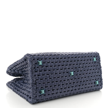 Salvatore Ferragamo Raffia Medium The Studio Box Bag Midnight 5 of 12