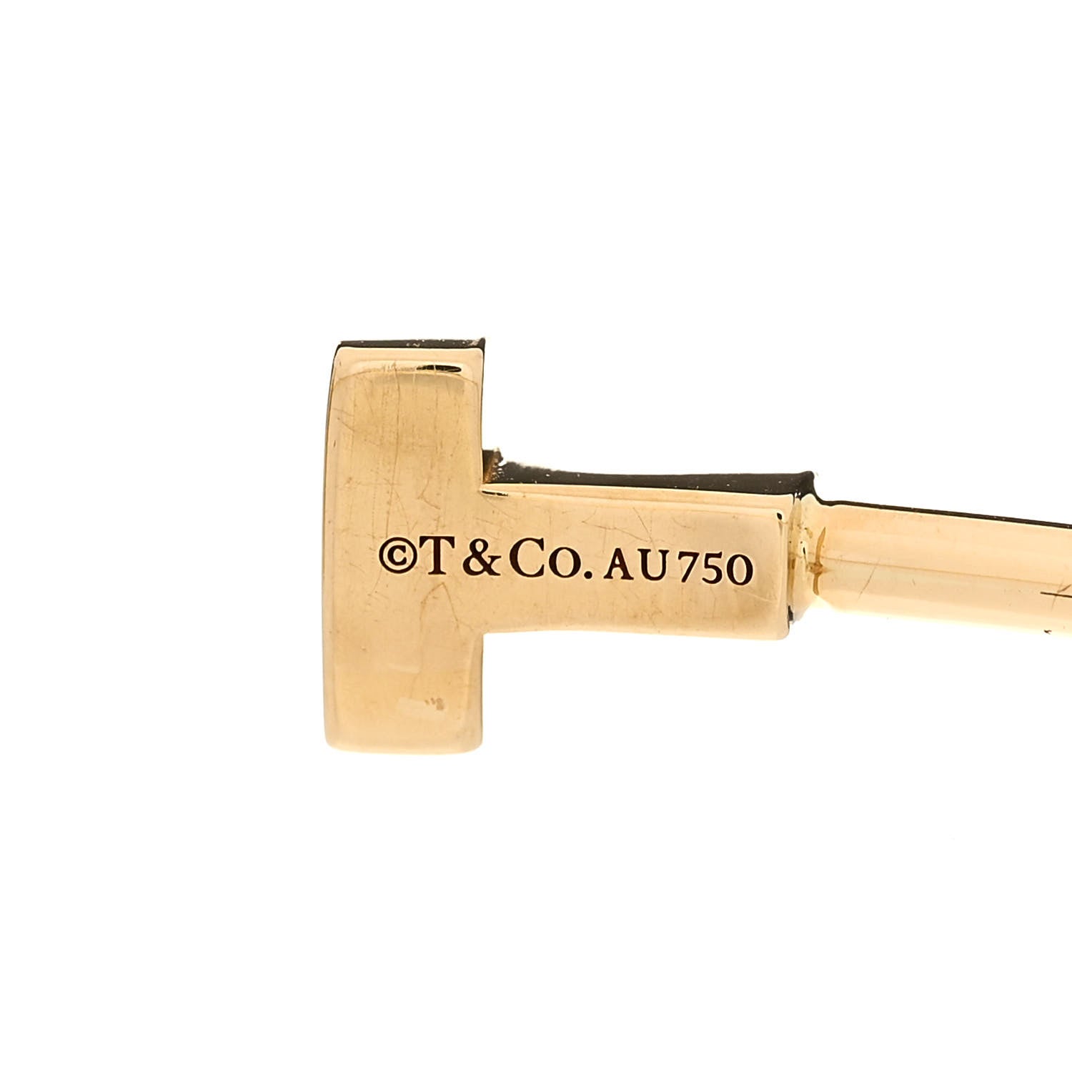 Tiffany 18K Yellow Gold Narrow T Wire Bracelet 3 of 6