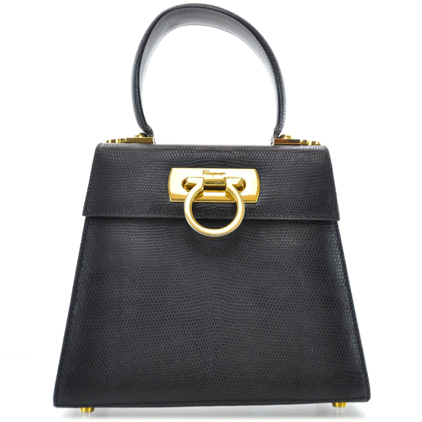 SALVATOREFERRAGAMOLizardEmbossedLadyGanciniBlack