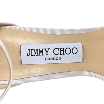Jimmy Choo Grosgrain Asymmetric Mesh Fascinator Aveline 100 Bow Sandals 39.5 Latte 8 of 8