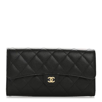 Chanel Caviar Quilted Large Gusset Flap Wallet Black 1 of 9