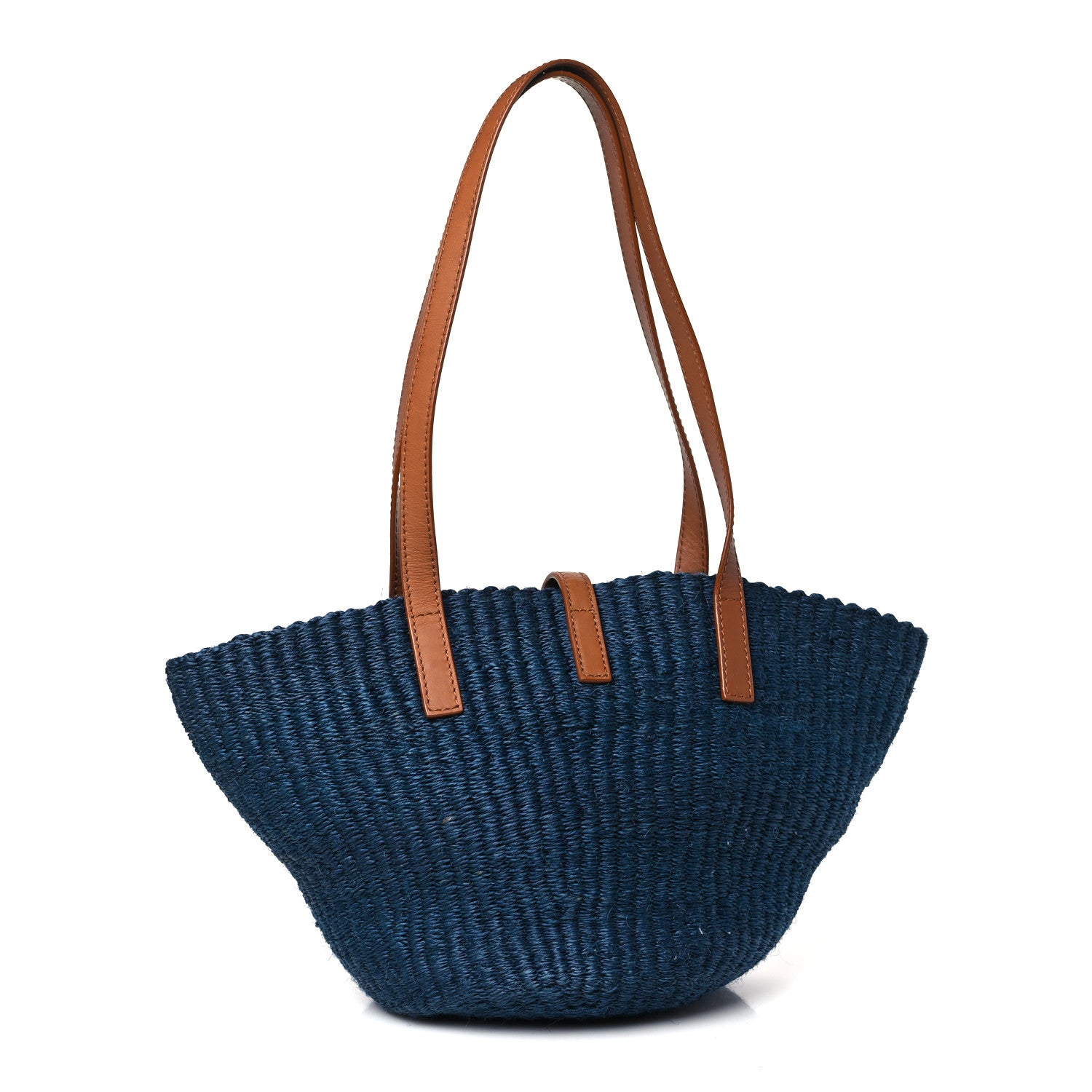 Saint Laurent Raffia Calfskin Medium Panier Tote Blue 3 of 9