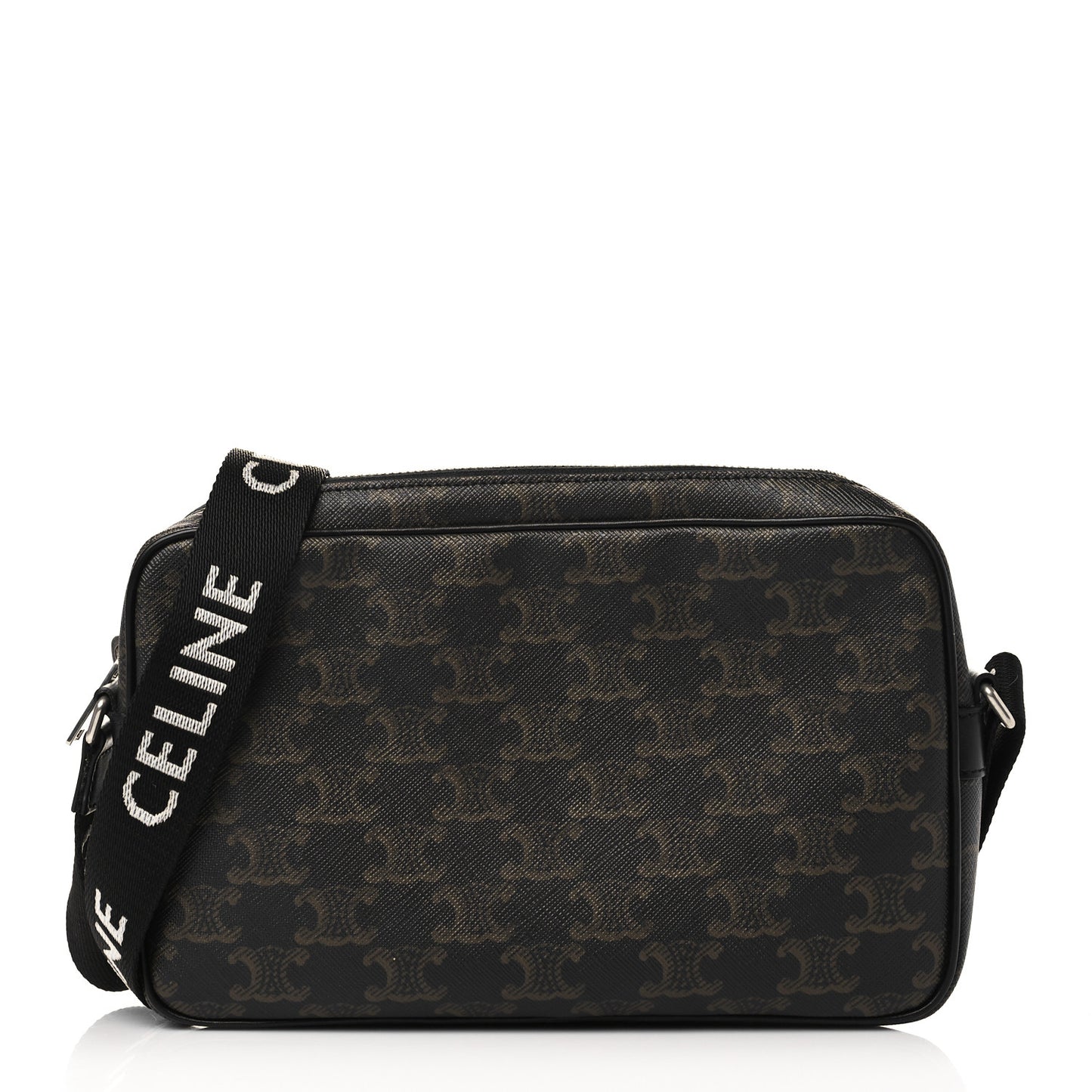 Triomphe Canvas Medium Horizontal Messenger Bag Black