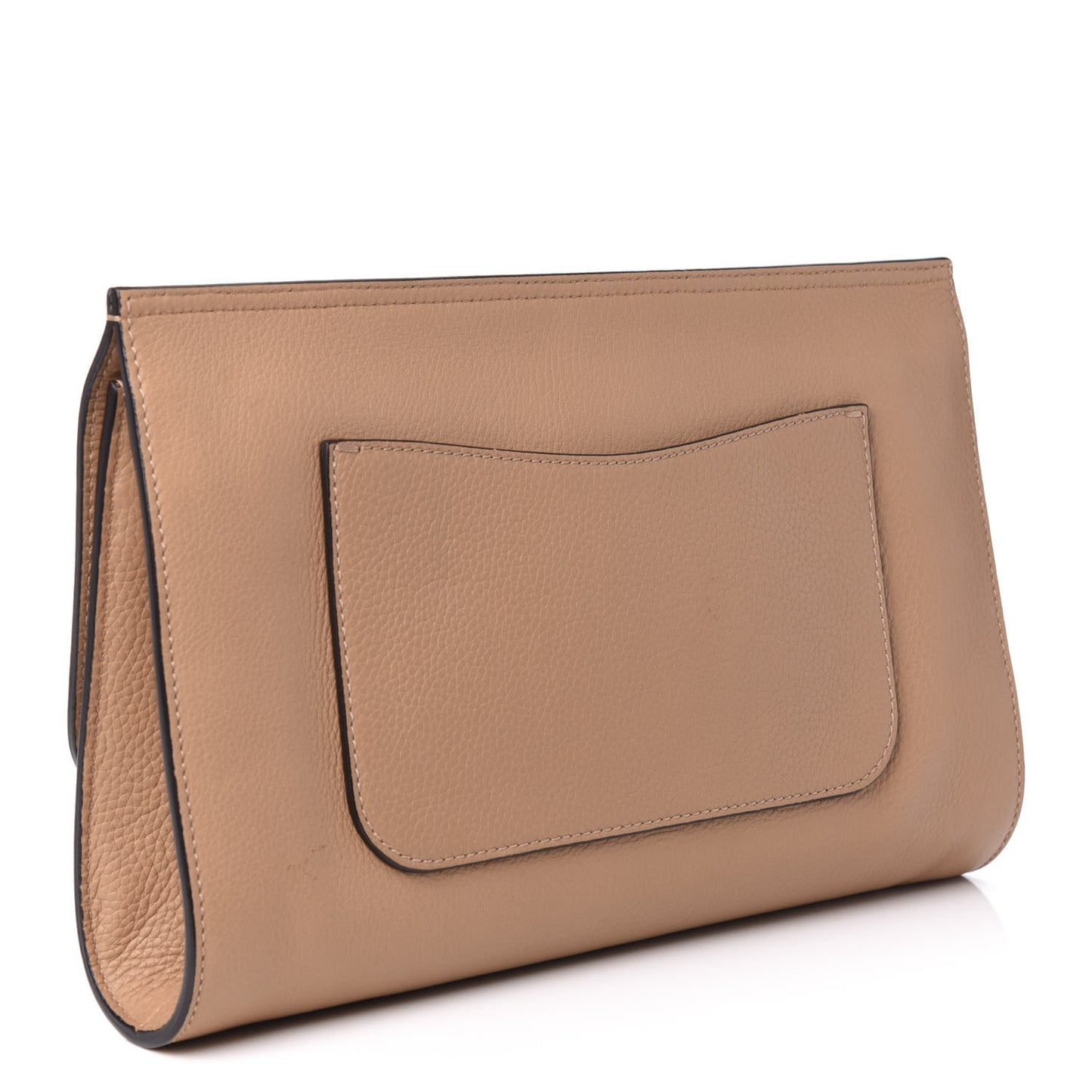 Pebbled Calfskin Bamboo Daily Clutch Camel