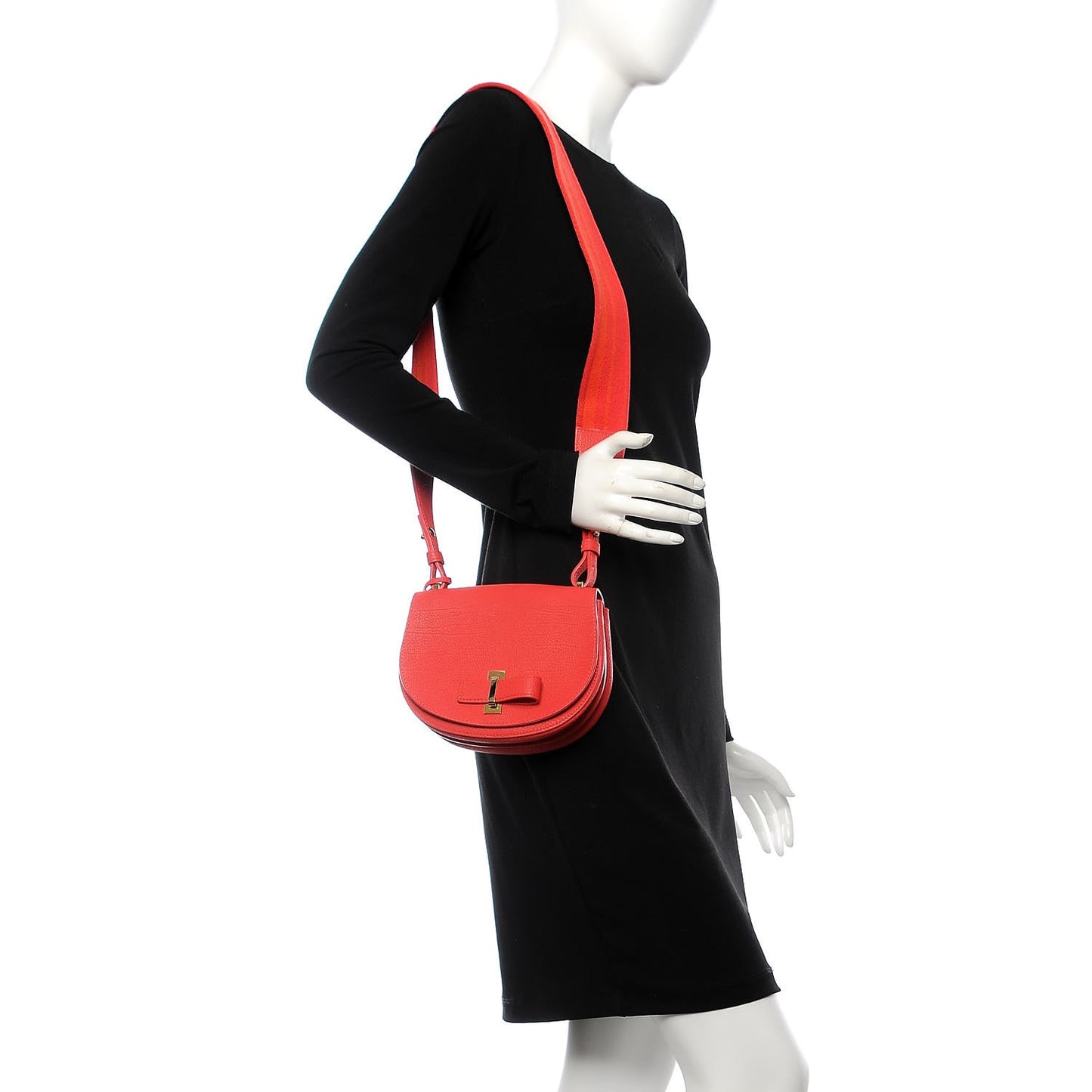 Crispy Calfskin Mini Le Mutin Saddle Bag Coral