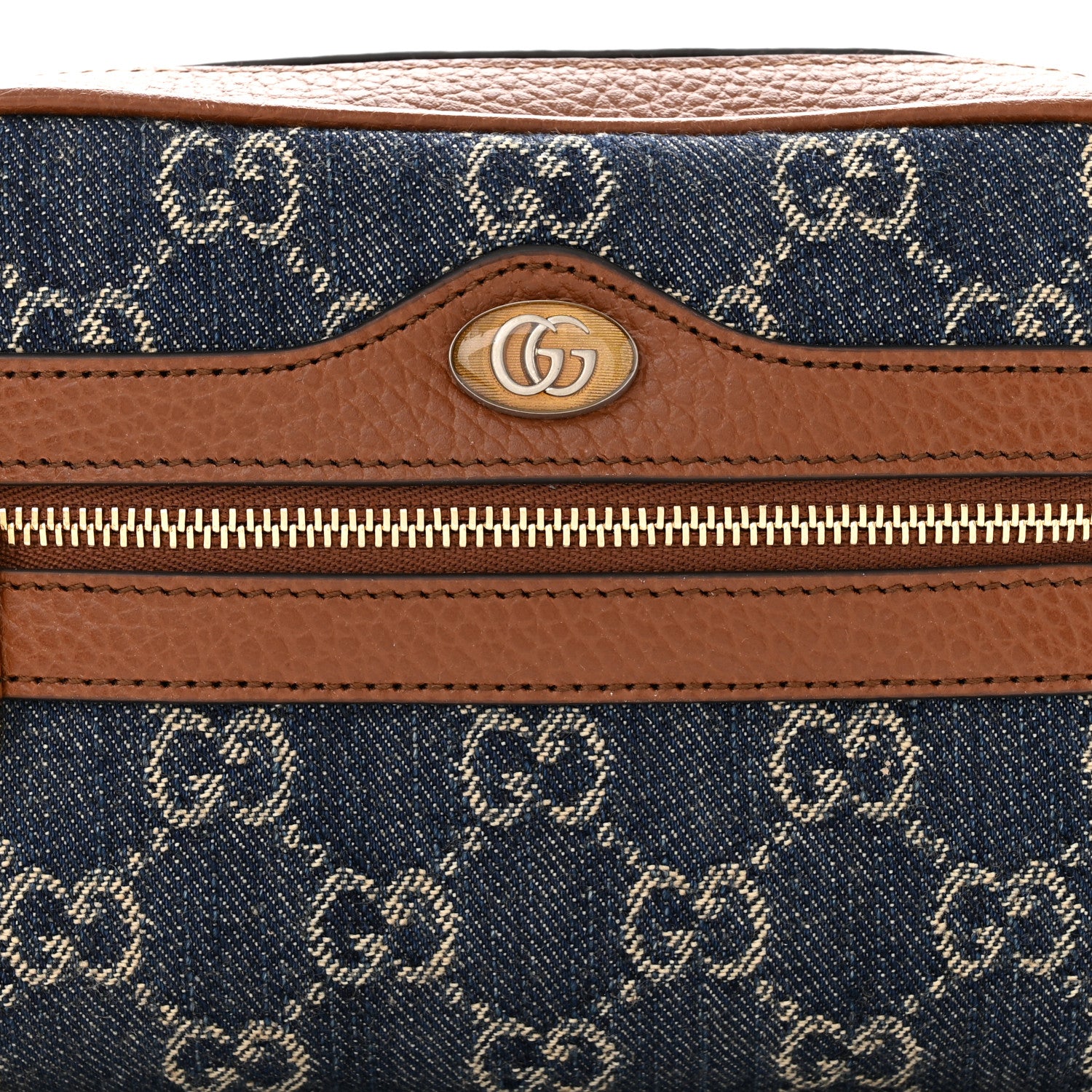 Gucci New Denim GG Monogram Dollar Calfskin Mini Ophidia Shoulder Bag Blue Tea Cuir Epilog 8 of 10