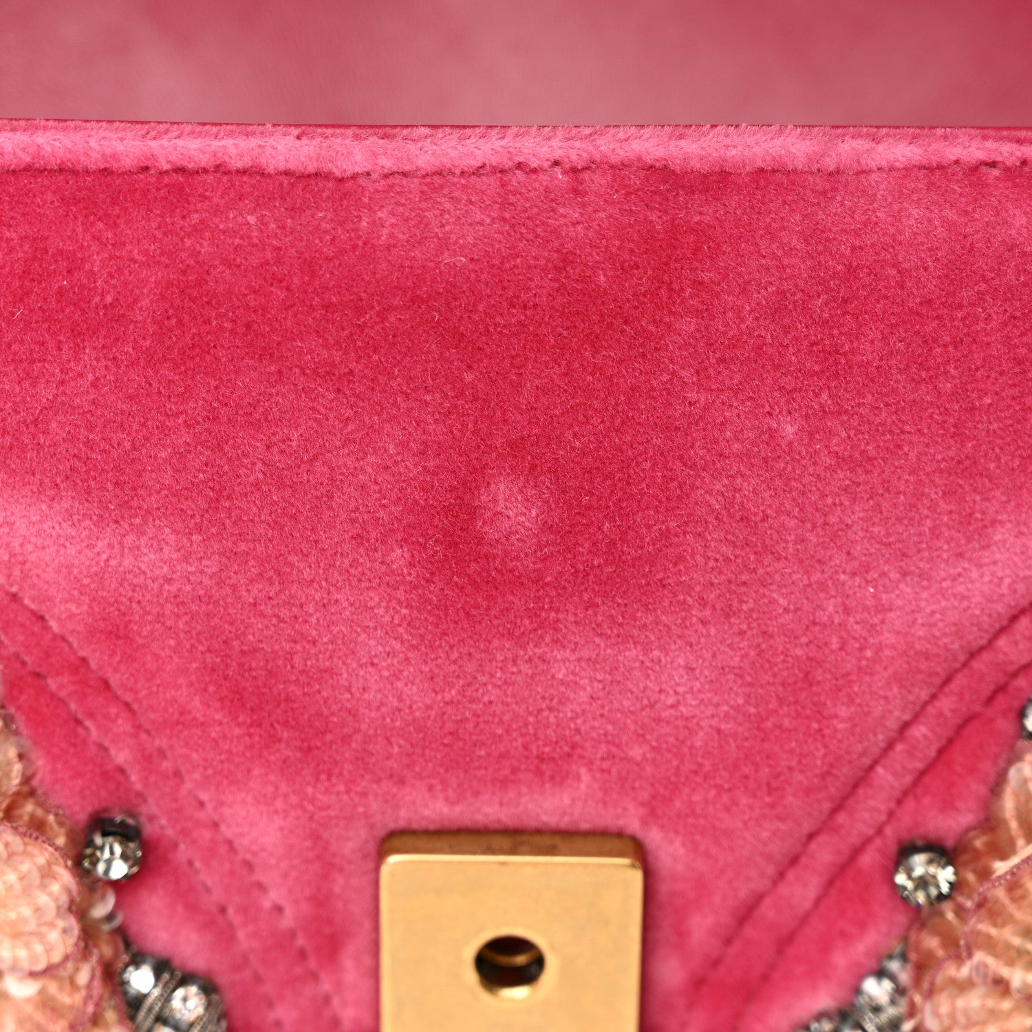 Gucci Velvet Matelasse Embroidered Mini GG Marmont Shoulder Bag Light Raspberry Rose 11 of 16