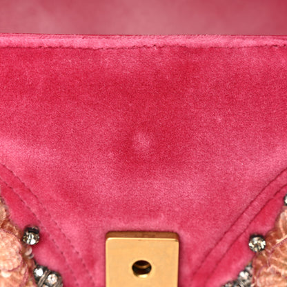 Gucci Velvet Matelasse Embroidered Mini GG Marmont Shoulder Bag Light Raspberry Rose 11 of 16
