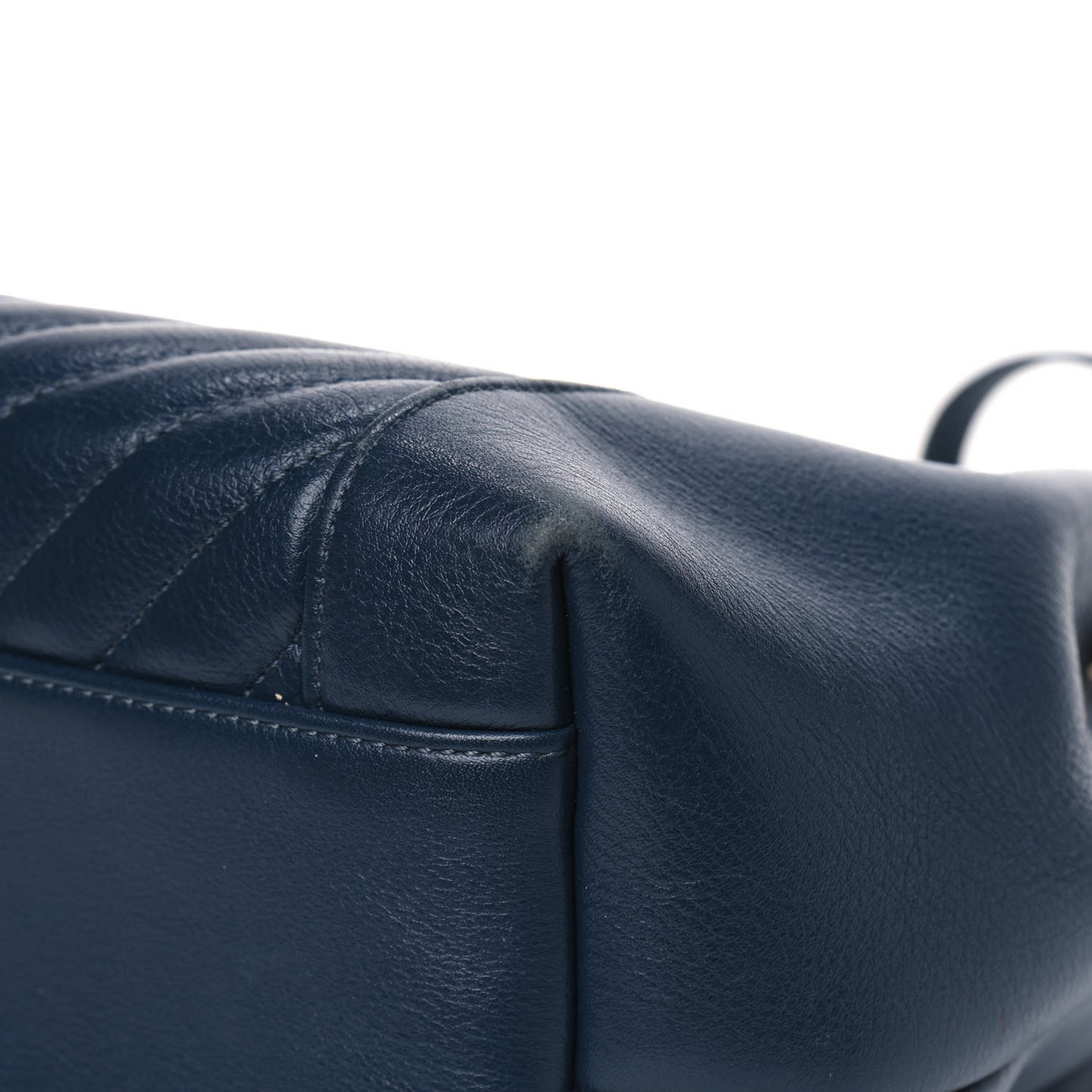 Calfskin Quilted Daily Chevron Drawstring Bag Blue
