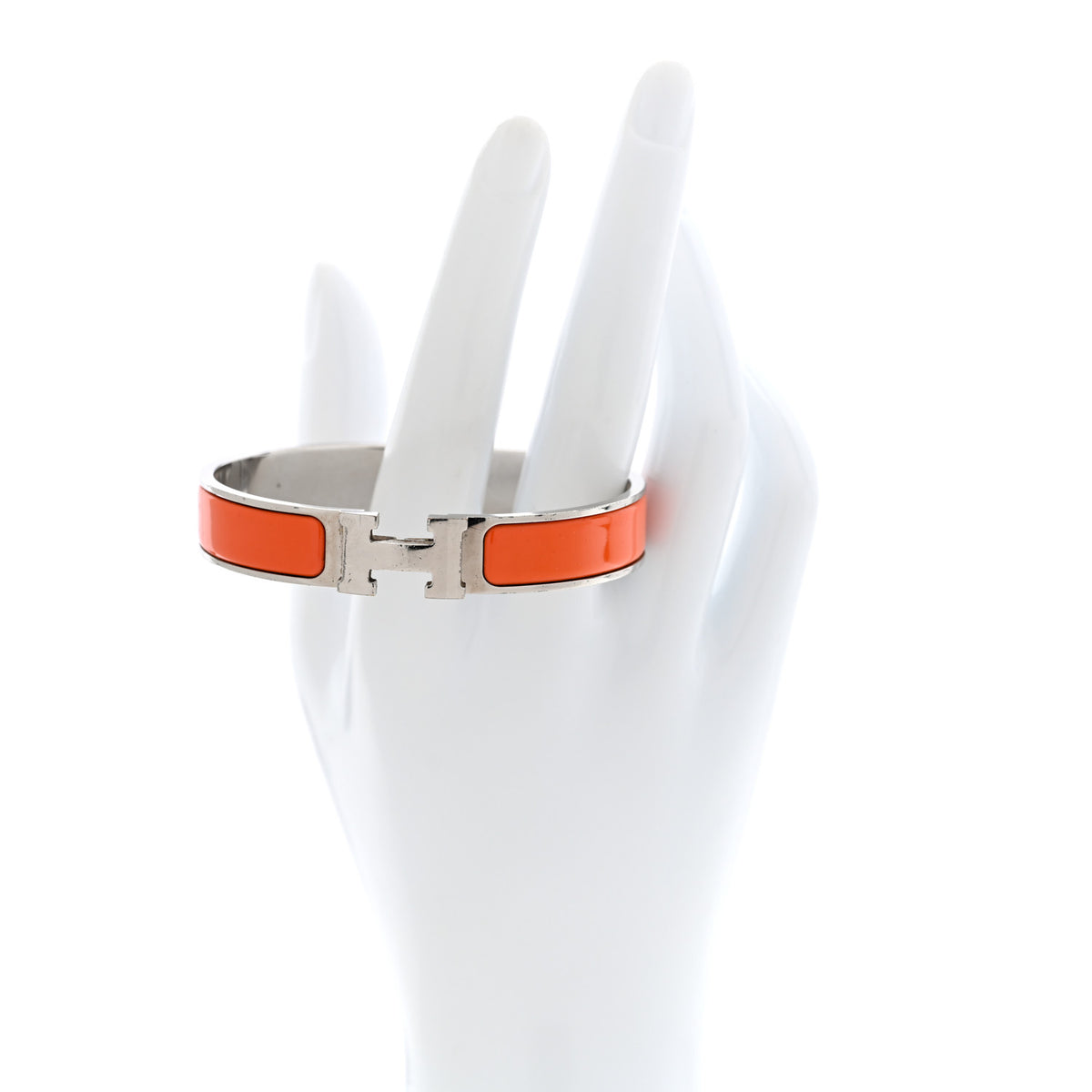 Hermes Enamel Narrow Clic Clac H Bracelet GM Orange 2 of 4