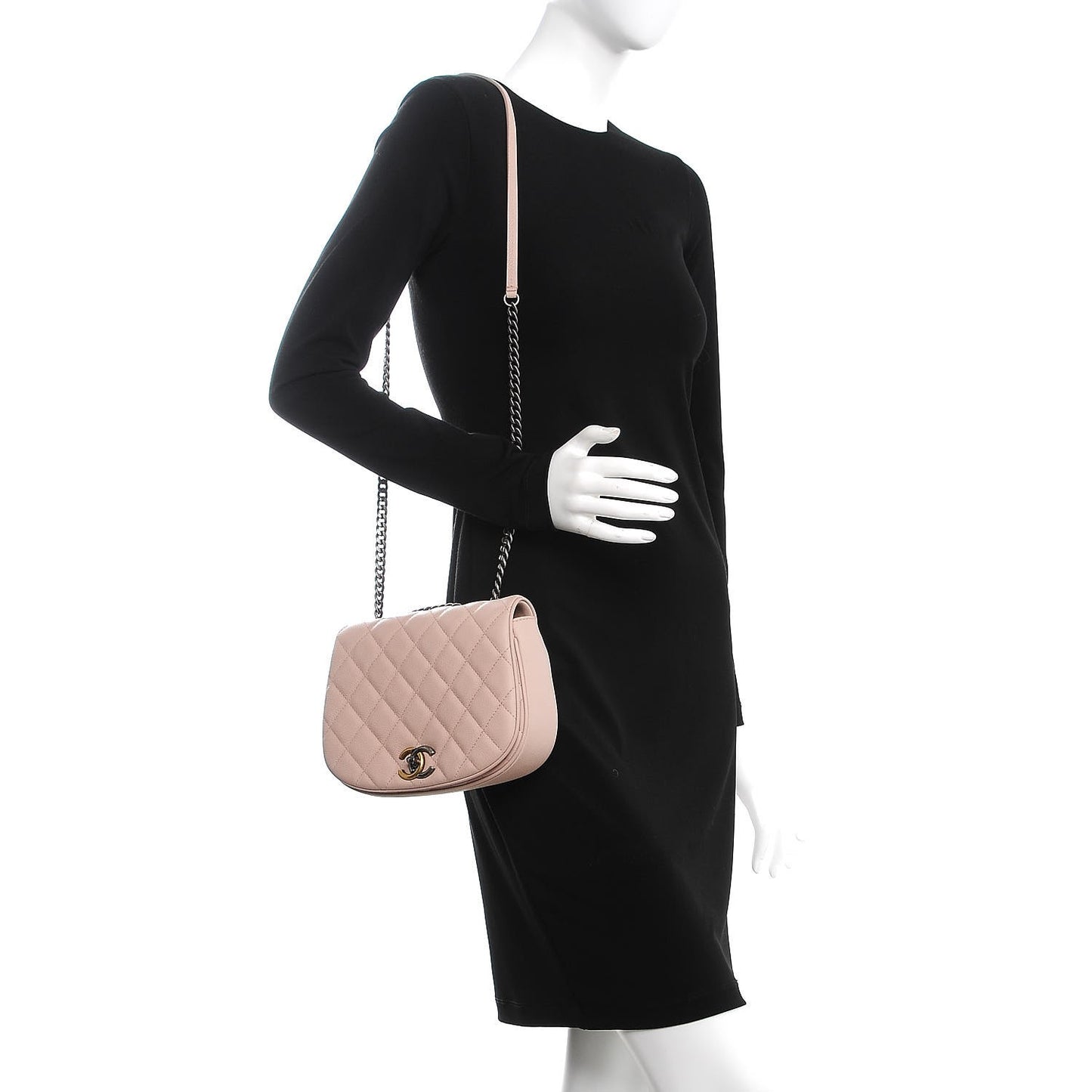 Caviar Quilted Casual Pocket Messenger Flap Light Pink