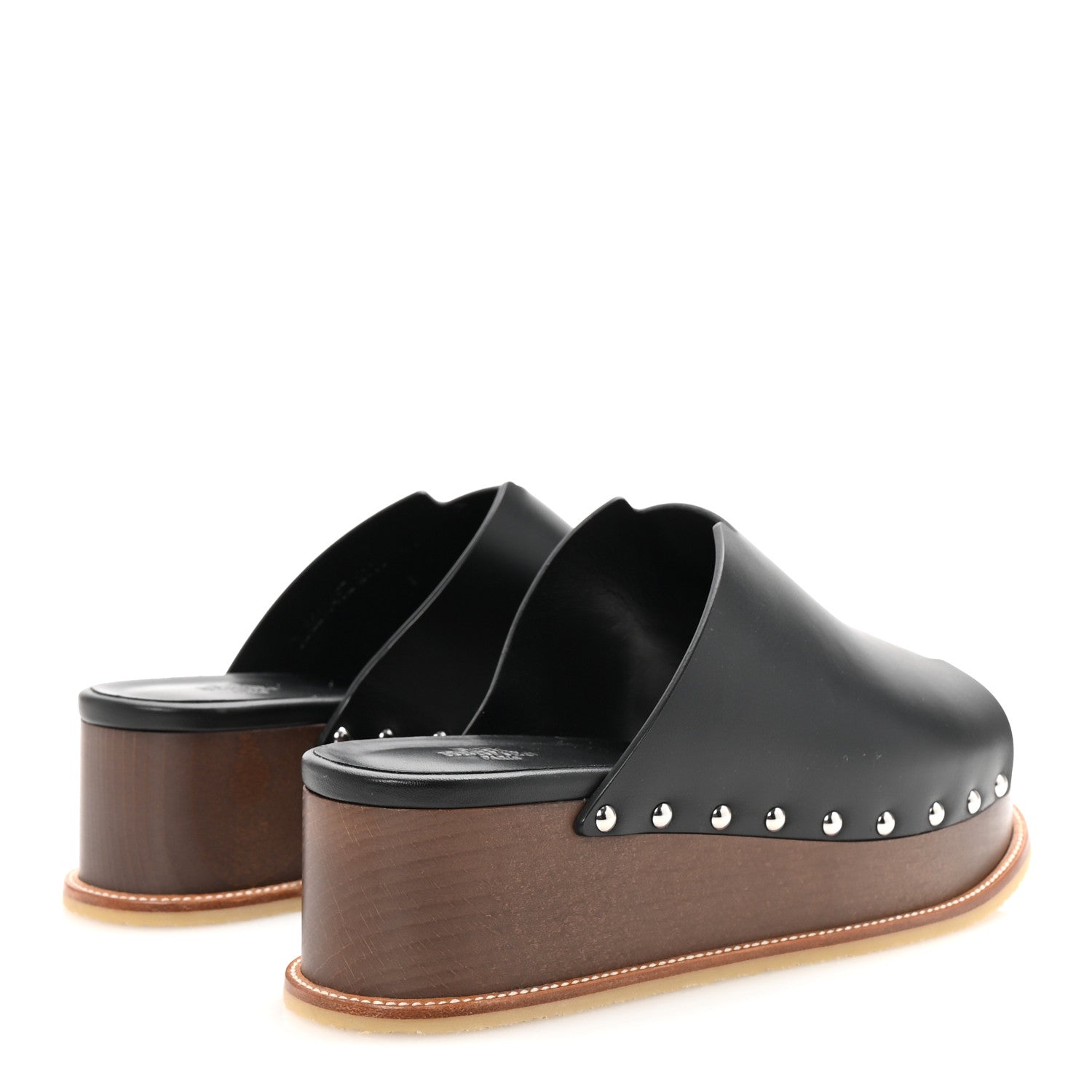 Hermes Calfskin Ellipse Sandals 40 Black 5 of 9