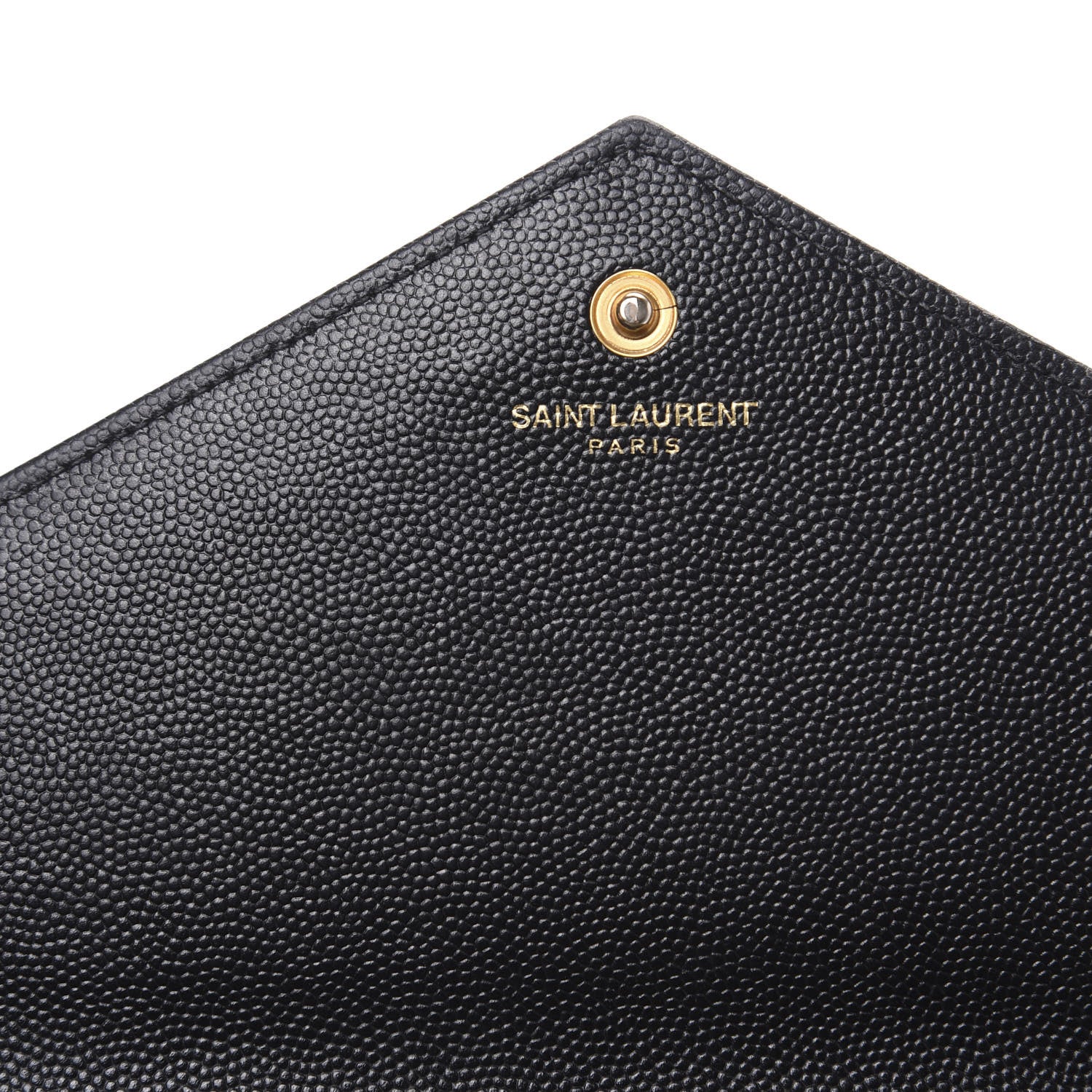 Saint Laurent Grain De Poudre Matelasse Chevron Monogram Chain Wallet Black 5 of 9