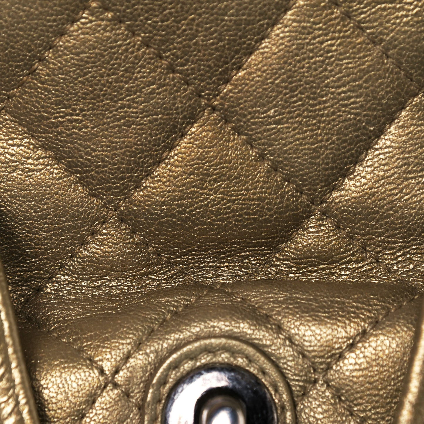 Metallic Lambskin Quilted Drawstring Backpack Gold