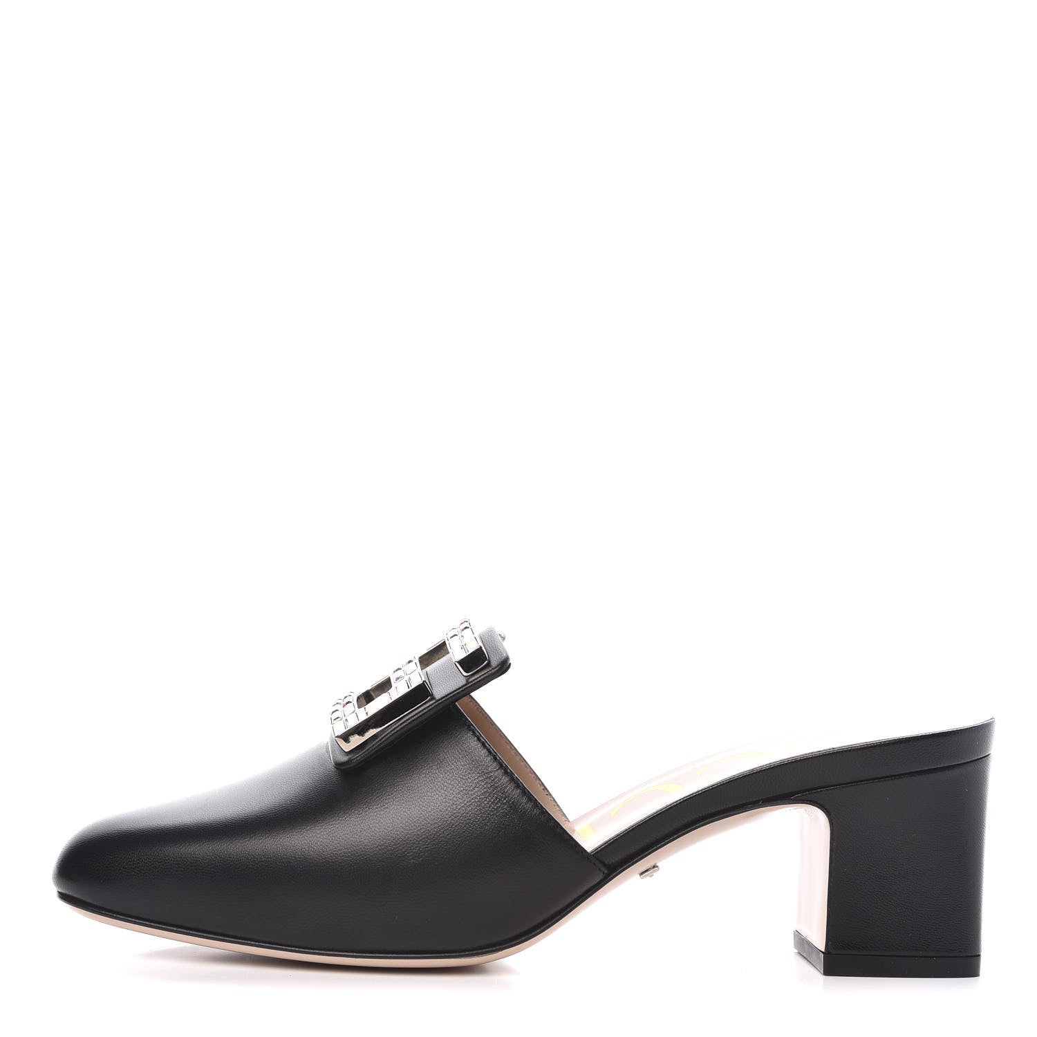 Gucci Malaga Kid Crystal Square G Madelyn Mules 37 Black 1 of 10